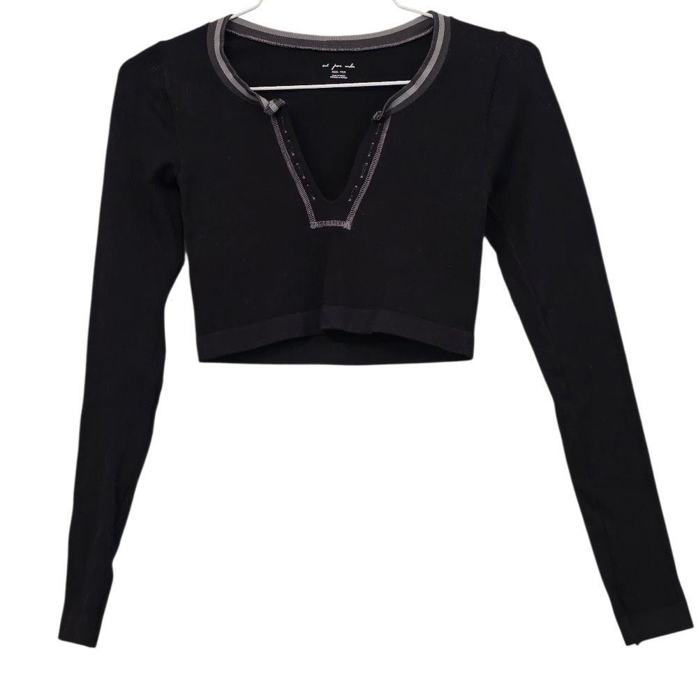 Out From Under Urban Outfitters Ribbed Crop Top XS/S Black Long Sleeve